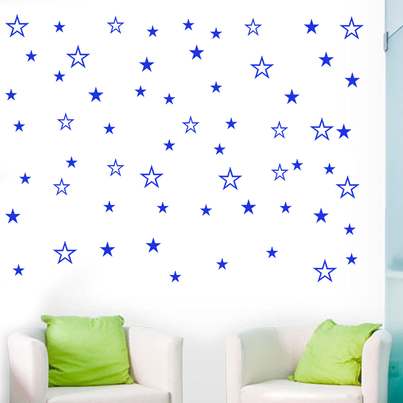 Mixed Size Hollow Solid Stars  - Baby Nursery Wall Stickers 评论和价格
