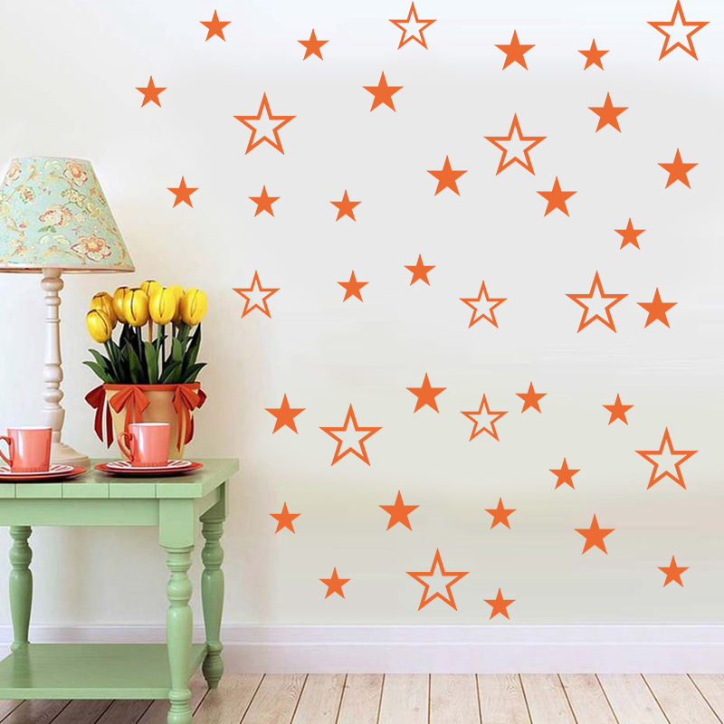 Mixed Size Hollow Solid Stars  - Baby Nursery Wall Stickers 评论和价格