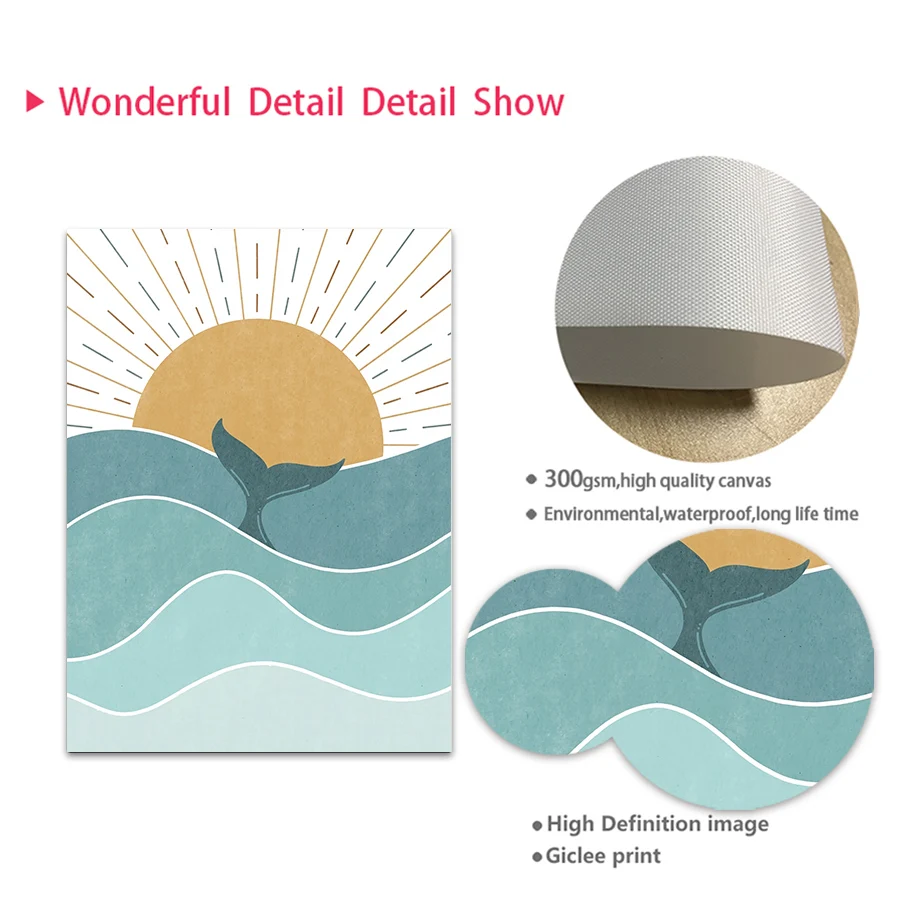 1pc frameless Fish Whale Seagu - Baby Nursery Quotes Wall Art 评论和价格