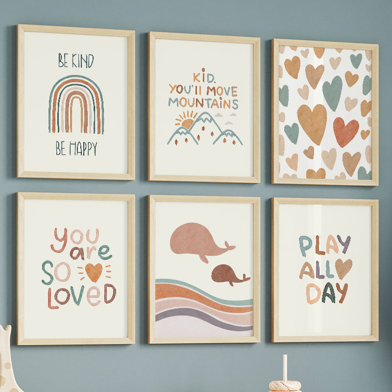 Cartoon Ocean WhaleRainbow Hea - Baby Nursery Quotes Wall Art 评论和价格