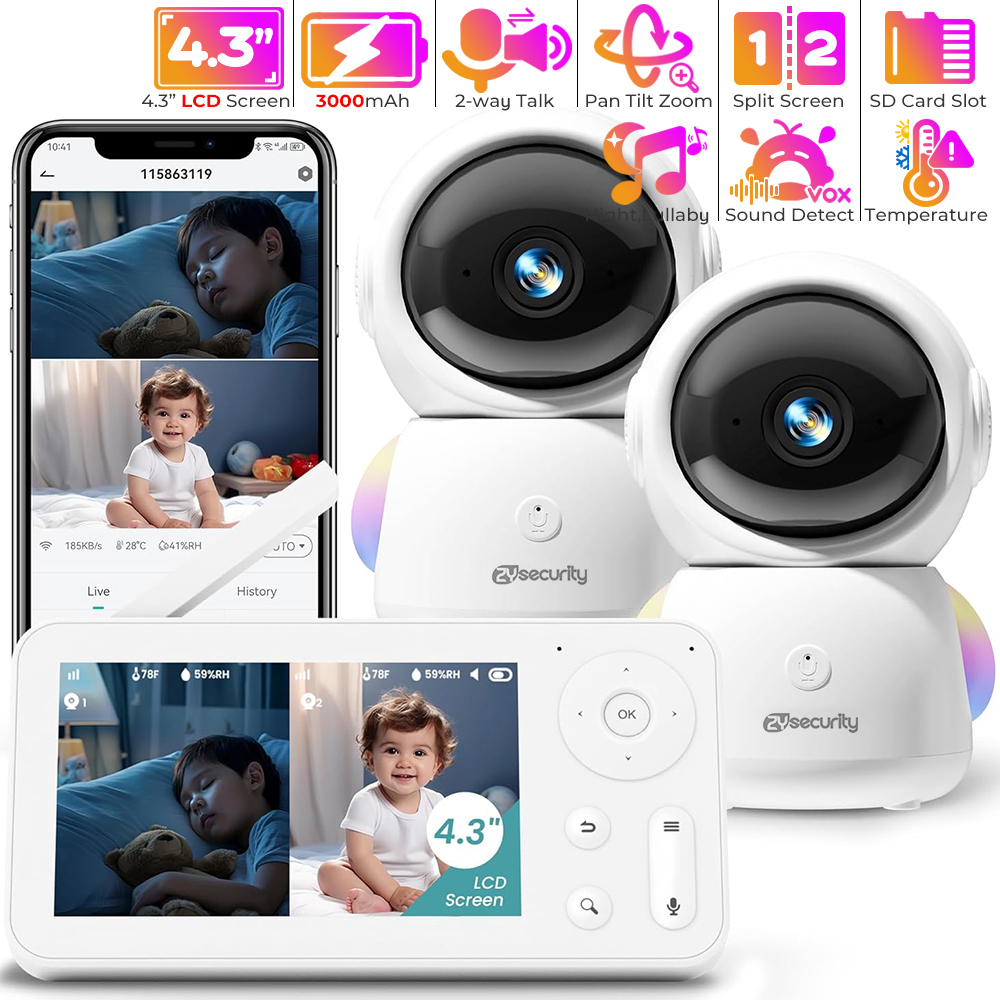 2K Baby Monitor with 2 Cameras - Baby Nursery Equipment 评论和价格