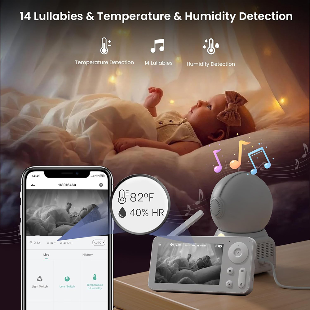 2K Baby Monitor with 2 Cameras - Baby Nursery Equipment 评论和价格
