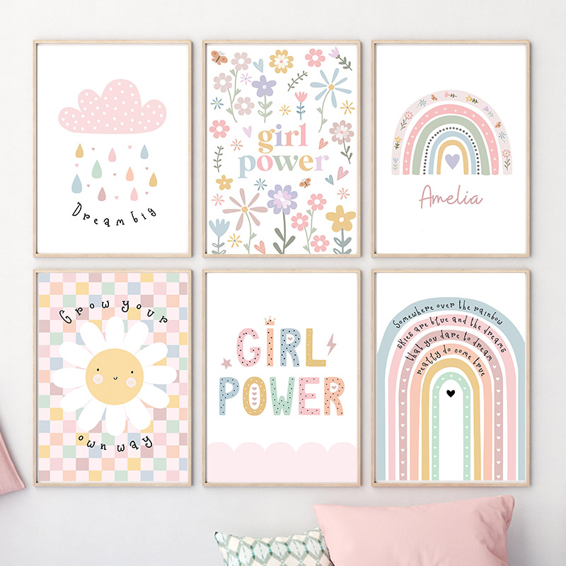 Sun Flower Rainbow Cloud Heart - Baby Nursery Modern 评论和价格
