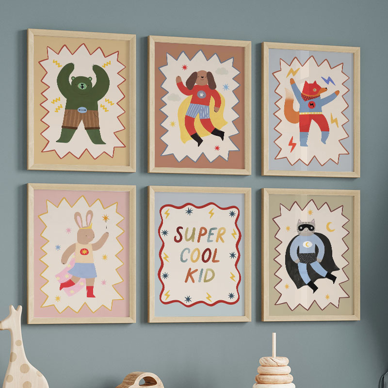 Funny Cartoon Super Cool Kid N - Baby Nursery Prints 评论和价格