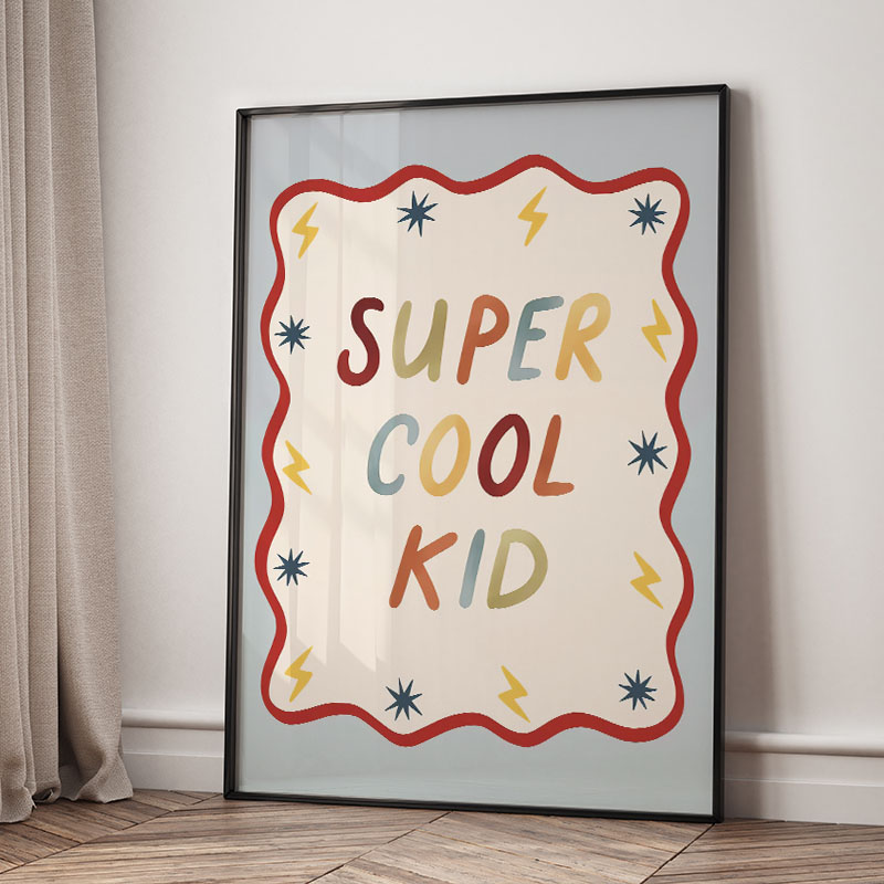Funny Cartoon Super Cool Kid N - Baby Nursery Prints 评论和价格